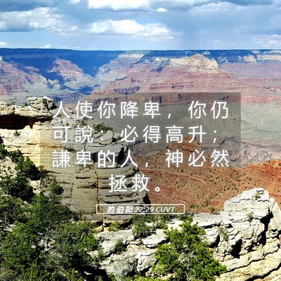 Picture 05 - 約 伯 記 22:29 CUVT - 人 使 你 降 卑 ， 你 仍 可 說 ： 必 - Bible Verse Picture