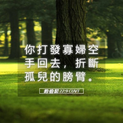 Picture 05 - 約 伯 記 22:9 CUVT - 你 打 發 寡 婦 空 手 回 去 ， 折 斷 - Bible Verse Picture