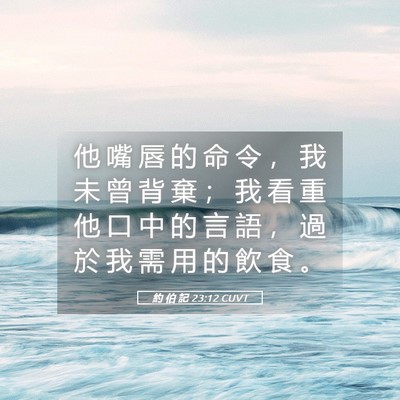 Picture 05 - 約 伯 記 23:12 CUVT - 他 嘴 唇 的 命 令 ， 我 未 曾 背 棄 - Bible Verse Picture