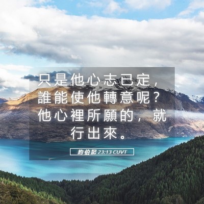 Picture 05 - 約 伯 記 23:13 CUVT - 只 是 他 心 志 已 定 ， 誰 能 使 他 - Bible Verse Picture