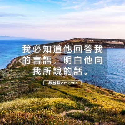 Picture 05 - 約 伯 記 23:5 CUVT - 我 必 知 道 他 回 答 我 的 言 語 ， - Bible Verse Picture