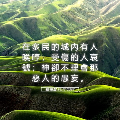 Picture 05 - 約 伯 記 24:12 CUVT - 在 多 民 的 城 內 有 人 唉 哼 ， 受 - Bible Verse Picture