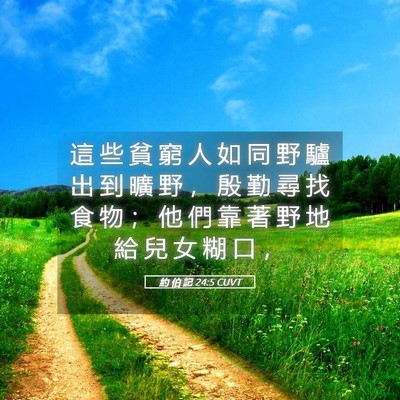 Picture 05 - 約 伯 記 24:5 CUVT - 這 些 貧 窮 人 如 同 野 驢 出 到 曠 - Bible Verse Picture