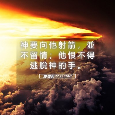 Picture 05 - 約 伯 記 27:22 CUVT - 神 要 向 他 射 箭 ， 並 不 留 情 ； - Bible Verse Picture