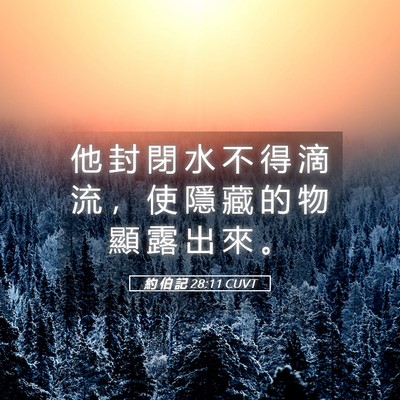 Picture 05 - 約 伯 記 28:11 CUVT - 他 封 閉 水 不 得 滴 流 ， 使 隱 藏 - Bible Verse Picture