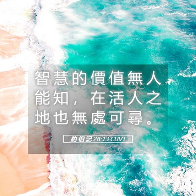Picture 05 - 約 伯 記 28:13 CUVT - 智 慧 的 價 值 無 人 能 知 ， 在 活 - Bible Verse Picture