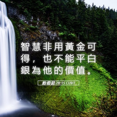 Picture 05 - 約 伯 記 28:15 CUVT - 智 慧 非 用 黃 金 可 得 ， 也 不 能 - Bible Verse Picture