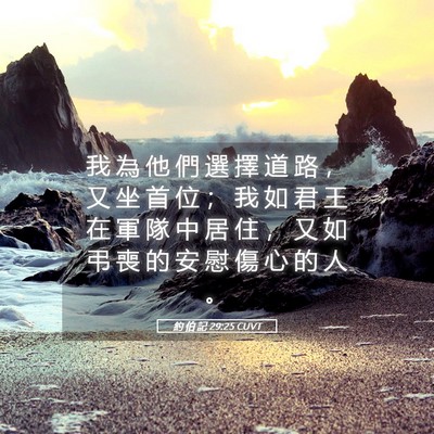 Picture 05 - 約 伯 記 29:25 CUVT - 我 為 他 們 選 擇 道 路 ， 又 坐 首 - Bible Verse Picture