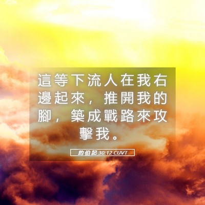 Picture 05 - 約 伯 記 30:12 CUVT - 這 等 下 流 人 在 我 右 邊 起 來 ， - Bible Verse Picture