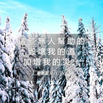 Picture 05 - 約 伯 記 30:13 CUVT - 這 些 無 人 幫 助 的 ， 毀 壞 我 的 - Bible Verse Picture