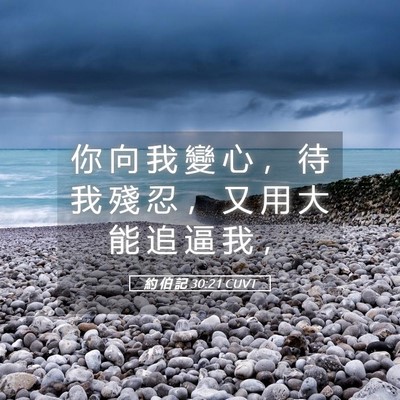 Picture 05 - 約 伯 記 30:21 CUVT - 你 向 我 變 心 ， 待 我 殘 忍 ， 又 - Bible Verse Picture
