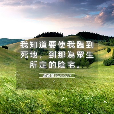 Picture 05 - 約 伯 記 30:23 CUVT - 我 知 道 要 使 我 臨 到 死 地 ， 到 - Bible Verse Picture