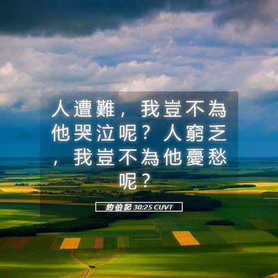 Picture 05 - 約 伯 記 30:25 CUVT - 人 遭 難 ， 我 豈 不 為 他 哭 泣 呢 - Bible Verse Picture