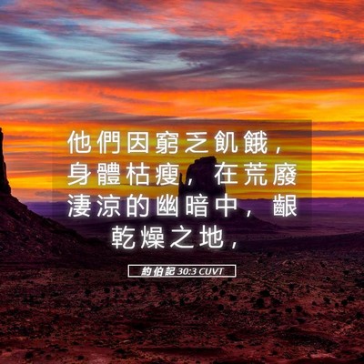 Picture 05 - 約 伯 記 30:3 CUVT - 他 們 因 窮 乏 飢 餓 ， 身 體 枯 瘦 - Bible Verse Picture