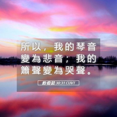 Picture 05 - 約 伯 記 30:31 CUVT - 所 以 ， 我 的 琴 音 變 為 悲 音 ； - Bible Verse Picture