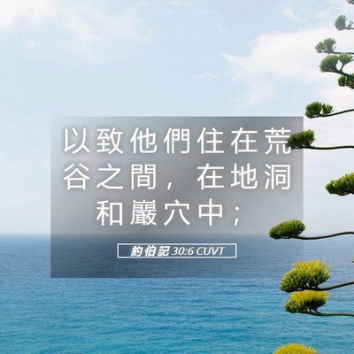 Picture 05 - 約 伯 記 30:6 CUVT - 以 致 他 們 住 在 荒 谷 之 間 ， 在 - Bible Verse Picture