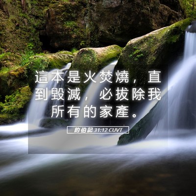 Picture 05 - 約 伯 記 31:12 CUVT - 這 本 是 火 焚 燒 ， 直 到 毀 滅 ， - Bible Verse Picture