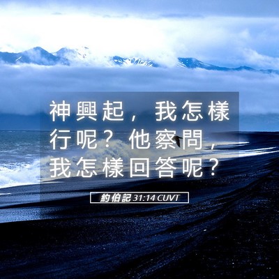 Picture 05 - 約 伯 記 31:14 CUVT - 神 興 起 ， 我 怎 樣 行 呢 ？ 他 察 - Bible Verse Picture