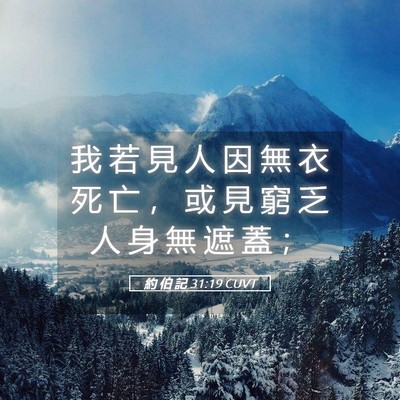 Picture 05 - 約 伯 記 31:19 CUVT - 我 若 見 人 因 無 衣 死 亡 ， 或 見 - Bible Verse Picture