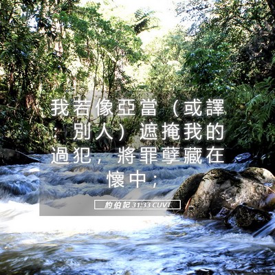 Picture 05 - 約 伯 記 31:33 CUVT - 我 若 像 亞 當 （ 或 譯 ： 別 人 ） - Bible Verse Picture