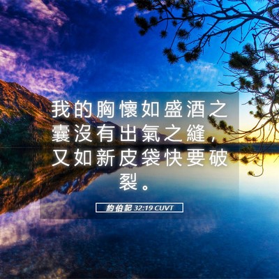Picture 05 - 約 伯 記 32:19 CUVT - 我 的 胸 懷 如 盛 酒 之 囊 沒 有 出 - Bible Verse Picture