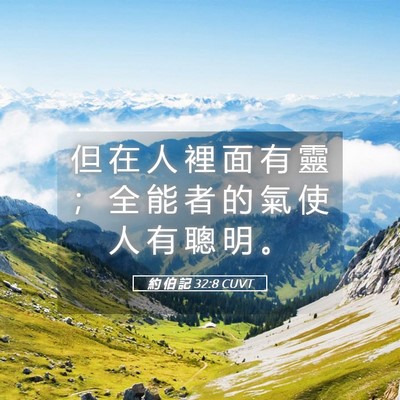 Picture 05 - 約 伯 記 32:8 CUVT - 但 在 人 裡 面 有 靈 ； 全 能 者 的 - Bible Verse Picture