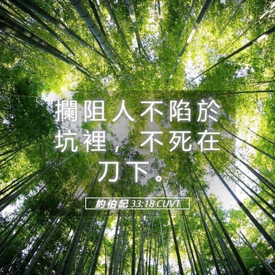Picture 05 - 約 伯 記 33:18 CUVT - 攔 阻 人 不 陷 於 坑 裡 ， 不 死 在 - Bible Verse Picture