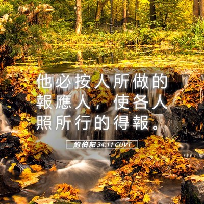 Picture 05 - 約 伯 記 34:11 CUVT - 他 必 按 人 所 做 的 報 應 人 ， 使 - Bible Verse Picture