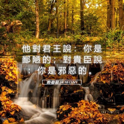 Picture 05 - 約 伯 記 34:18 CUVT - 他 對 君 王 說 ： 你 是 鄙 陋 的 ； - Bible Verse Picture