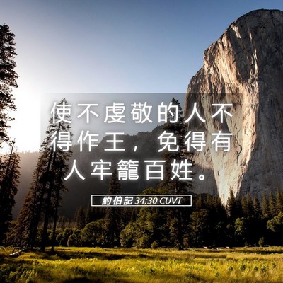 Picture 05 - 約 伯 記 34:30 CUVT - 使 不 虔 敬 的 人 不 得 作 王 ， 免 - Bible Verse Picture