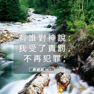 Picture 05 - 約 伯 記 34:31 CUVT - 有 誰 對 神 說 ： 我 受 了 責 罰 ， - Bible Verse Picture