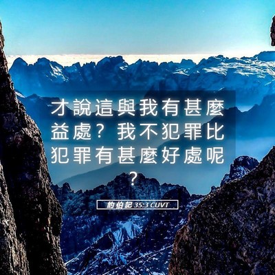 Picture 05 - 約 伯 記 35:3 CUVT - 才 說 這 與 我 有 甚 麼 益 處 ？ 我 - Bible Verse Picture