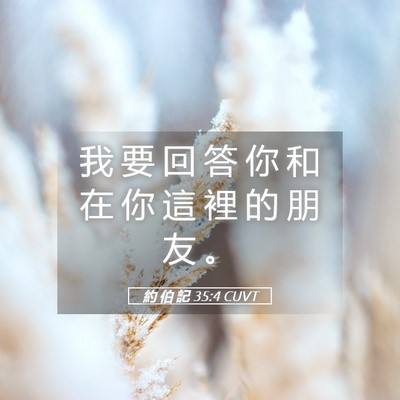 Picture 05 - 約 伯 記 35:4 CUVT - 我 要 回 答 你 和 在 你 這 裡 的 朋 - Bible Verse Picture