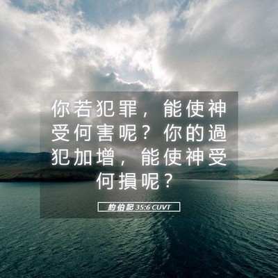 Picture 05 - 約 伯 記 35:6 CUVT - 你 若 犯 罪 ， 能 使 神 受 何 害 呢 - Bible Verse Picture