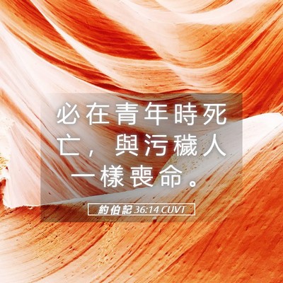 Picture 05 - 約 伯 記 36:14 CUVT - 必 在 青 年 時 死 亡 ， 與 污 穢 人 - Bible Verse Picture
