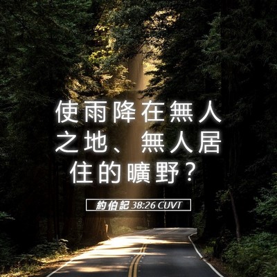 Picture 05 - 約 伯 記 38:26 CUVT - 使 雨 降 在 無 人 之 地 、 無 人 居 - Bible Verse Picture