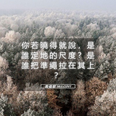 Picture 05 - 約 伯 記 38:5 CUVT - 你 若 曉 得 就 說 ， 是 誰 定 地 的 - Bible Verse Picture