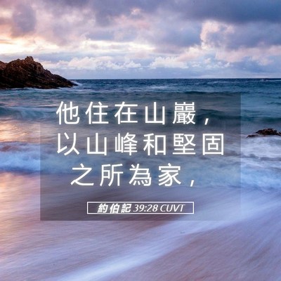 Picture 05 - 約 伯 記 39:28 CUVT - 他 住 在 山 巖 ， 以 山 峰 和 堅 固 - Bible Verse Picture