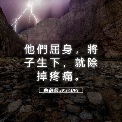 Picture 05 - 約 伯 記 39:3 CUVT - 他 們 屈 身 ， 將 子 生 下 ， 就 除 - Bible Verse Picture