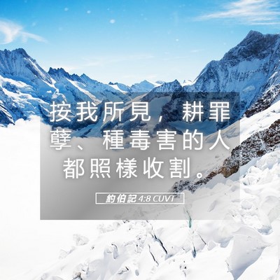 Picture 05 - 約 伯 記 4:8 CUVT - 按 我 所 見 ， 耕 罪 孽 、 種 毒 害 - Bible Verse Picture