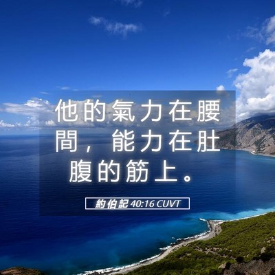 Picture 05 - 約 伯 記 40:16 CUVT - 他 的 氣 力 在 腰 間 ， 能 力 在 肚 - Bible Verse Picture