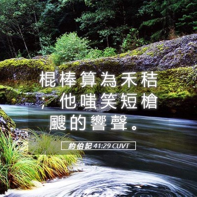 Picture 05 - 約 伯 記 41:29 CUVT - 棍 棒 算 為 禾 秸 ； 他 嗤 笑 短 槍 - Bible Verse Picture