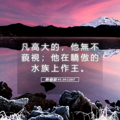 Picture 05 - 約 伯 記 41:34 CUVT - 凡 高 大 的 ， 他 無 不 藐 視 ； 他 - Bible Verse Picture