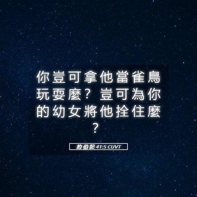 Picture 05 - 約 伯 記 41:5 CUVT - 你 豈 可 拿 他 當 雀 鳥 玩 耍 麼 ？ - Bible Verse Picture