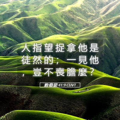 Picture 05 - 約 伯 記 41:9 CUVT - 人 指 望 捉 拿 他 是 徒 然 的 ； 一 - Bible Verse Picture