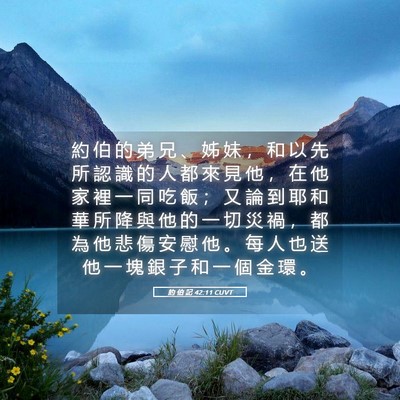 Picture 05 - 約 伯 記 42:11 CUVT - 約 伯 的 弟 兄 、 姊 妹 ， 和 以 先 - Bible Verse Picture