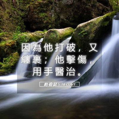 Picture 05 - 約 伯 記 5:18 CUVT - 因 為 他 打 破 ， 又 纏 裹 ； 他 擊 - Bible Verse Picture