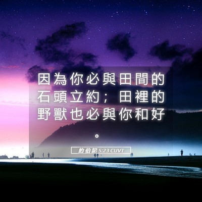 Picture 05 - 約 伯 記 5:23 CUVT - 因 為 你 必 與 田 間 的 石 頭 立 約 - Bible Verse Picture