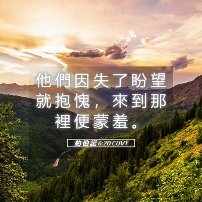 Picture 05 - 約 伯 記 6:20 CUVT - 他 們 因 失 了 盼 望 就 抱 愧 ， 來 - Bible Verse Picture
