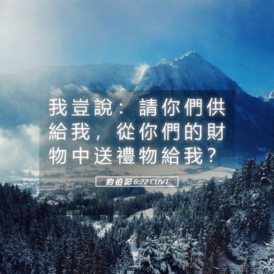 Picture 05 - 約 伯 記 6:22 CUVT - 我 豈 說 ： 請 你 們 供 給 我 ， 從 - Bible Verse Picture